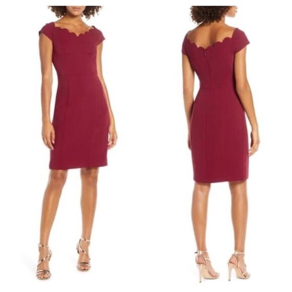 Herlyn Scallop Neck Sheath Dress Size Medium - Picture 1 of 8